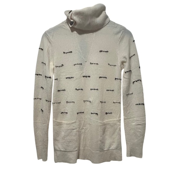 L.A.M.B. Gwen Stefani Cream Cashmere Knit Sweater Turtleneck Vintage Y2K Pockets - Picture 1 of 9